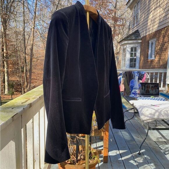 Harvé Benard Black Velvet Open Blazer Jacket - Picture 5 of 8